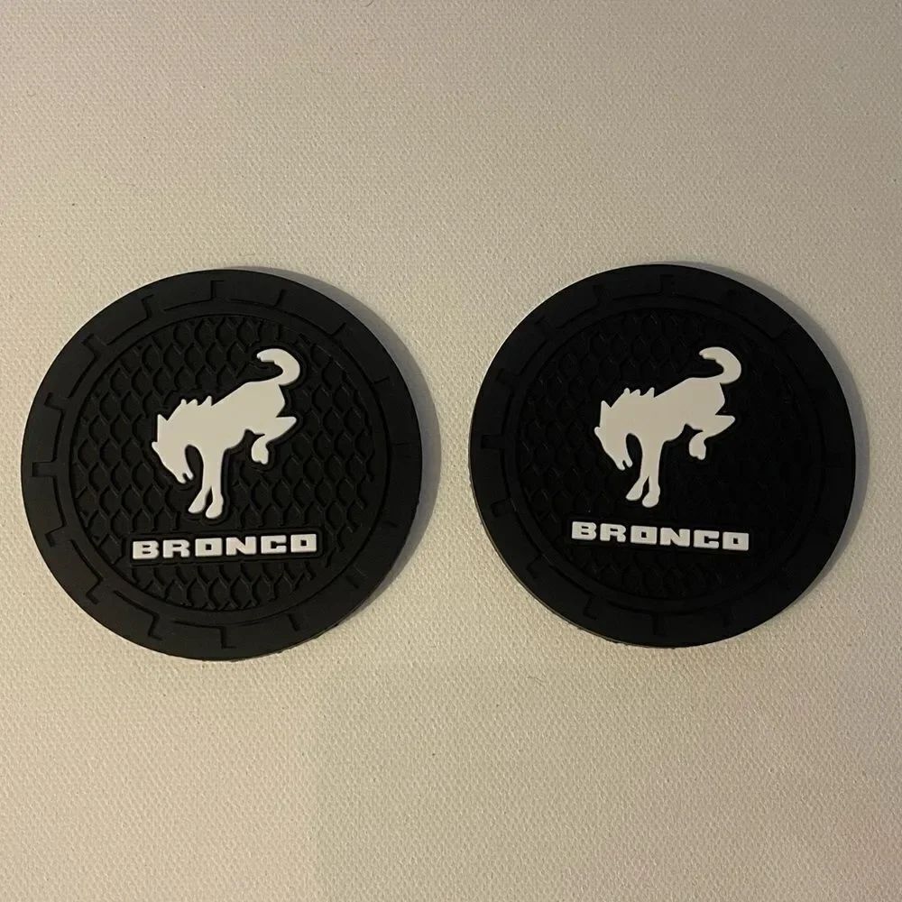 Bronco Car Cup Coasters in Black Set of 2 NWT